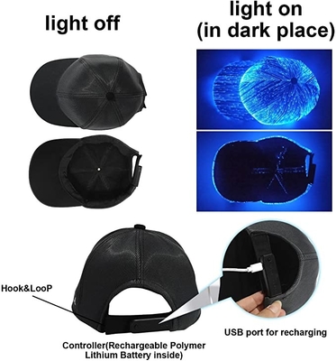 Luminous Glowing Led Baseball Caps Fiber Optic Light Up Hats Isi Ulang