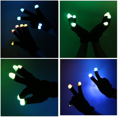 3 Warna Sarung Tangan Lampu LED Berkedip Ujung Jari Bercahaya Untuk Pesta Rave