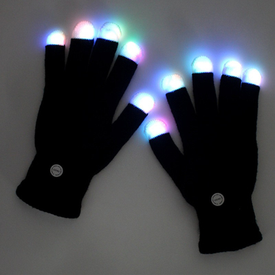 Luminous LED Rave Party Light Up Finger Gloves Berkedip Hitam
