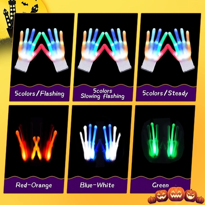 Sarung Tangan Lampu LED Menyala Pesta Natal Dengan 5 Warna 6 Mode
