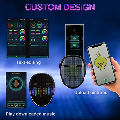 Halloween Party Smart LED Face Mask APP Controlled Bluetooth Face Changing