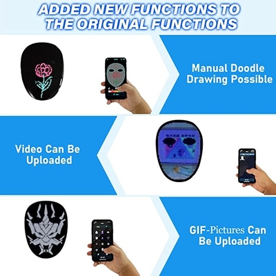 3600 pcs Masker Wajah Led Cerdas yang Dapat Diprogram Untuk Pesta Halloween Cosplay