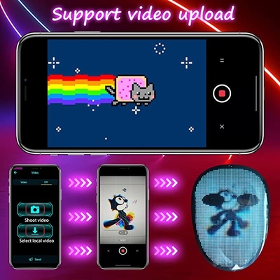 Video Gambar Gif Transformasi Wajah LED Digital Mask yang Dapat Diprogram