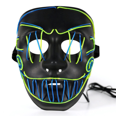 Cross Stitch Joker Halloween Led Masker Wajah Untuk Pesta Coplay Menyala Dalam Gelap