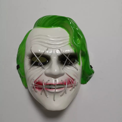 Green Joker Halloween Led Light Up Mask Untuk Pesta Topeng Cosplay