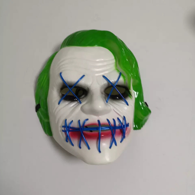 Green Joker Halloween Led Light Up Mask Untuk Pesta Topeng Cosplay