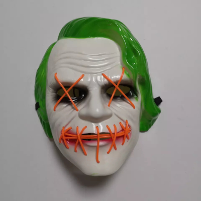 Green Joker Halloween Led Light Up Mask Untuk Pesta Topeng Cosplay