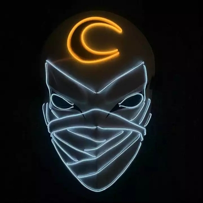 Moon Knight Halloween Light Up Led Mask Bahan Pvc Bersinar Dalam Gelap