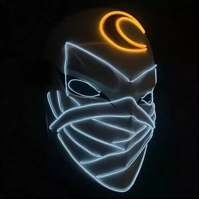 Moon Knight Halloween Light Up Led Mask Bahan Pvc Bersinar Dalam Gelap