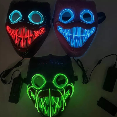Bobby Light Up Halloween LED Masker Wajah Bahan PVC Untuk Pesta Cosplay