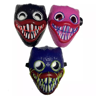 Bobby Light Up Halloween LED Masker Wajah Bahan PVC Untuk Pesta Cosplay