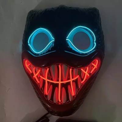 Bobby Light Up Halloween LED Masker Wajah Bahan PVC Untuk Pesta Cosplay