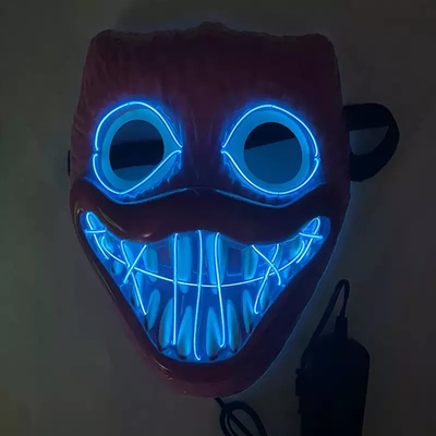 Bobby Light Up Halloween LED Masker Wajah Bahan PVC Untuk Pesta Cosplay