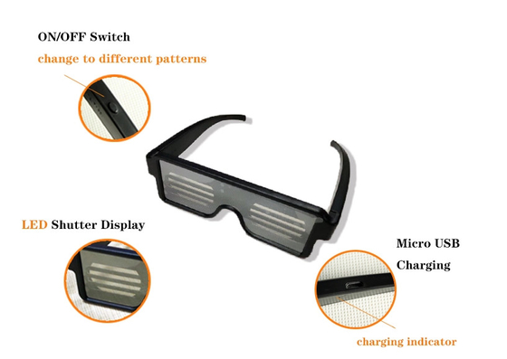 USB Charge Glowing Magic LED Glasses Christmas Flashing Light Neon Rave Glasses