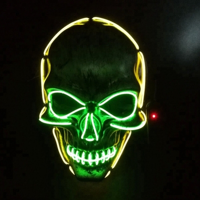 Light Up EL Wire Halloween Masker Wajah LED DC3V 10 Warna Opsional