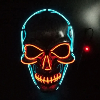 Light Up EL Wire Halloween Masker Wajah LED DC3V 10 Warna Opsional
