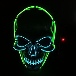 Light Up EL Wire Halloween Masker Wajah LED DC3V 10 Warna Opsional