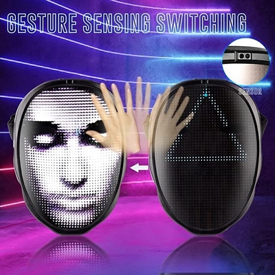 Mengedit Layar LED Masker Wajah Pola DIY Unggah Teks Gambar Kontrol APP