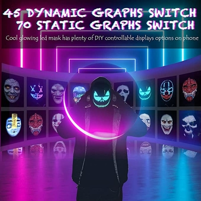 Halloween Party Smart LED Face Mask APP Controlled Bluetooth Face Changing