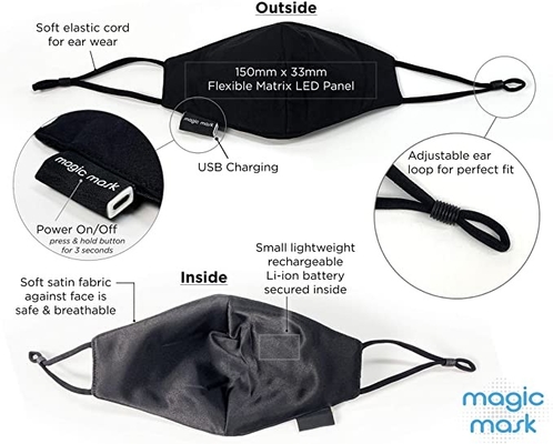 Party Festival Masker Wajah LED yang Dapat Diprogram Aplikasi Bluetooth Isi Ulang USB Terkendali