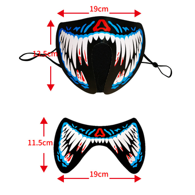 Masker Wajah LED Suara Isi Ulang USB 4 Mode Berkedip Untuk Pesta Halloween
