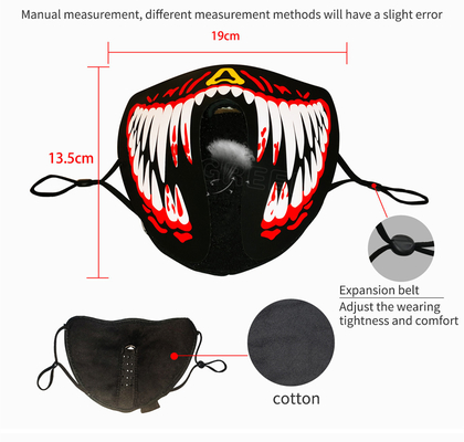 Masker Wajah LED Suara Isi Ulang USB 4 Mode Berkedip Untuk Pesta Halloween