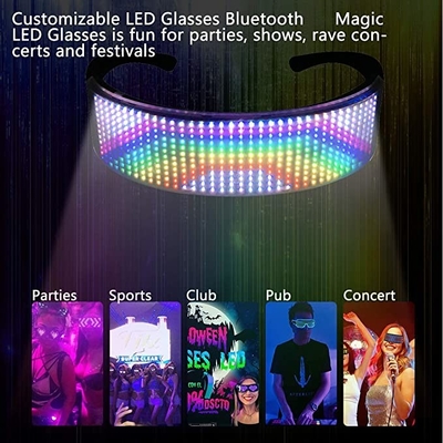 Kacamata Led Programmable Terkendali Aplikasi Dengan Pola Teks Bluetooth DIY