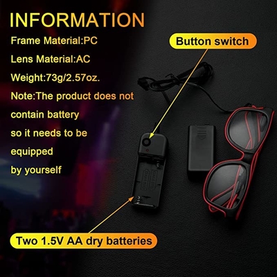 Party Rave Festival Kacamata LED Bercahaya Lampu Neon Dingin Berkedip