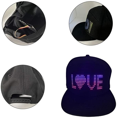 Pola Teks DIY yang Dapat Diprogram Bluetooth LED Hat App Control Tampilan Ajaib Topi LED