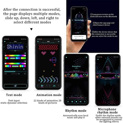 Pola Teks DIY yang Dapat Diprogram Bluetooth LED Hat App Control Tampilan Ajaib Topi LED